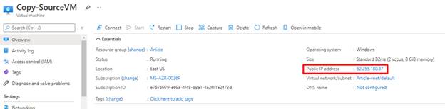 How to create Azure Virtual Machine using a Snapshot